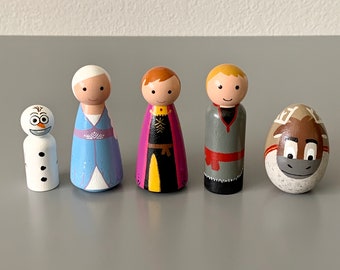 Frozen Peg Doll Set Elsa Anna Olaf Kristoff Sven