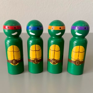 Ninja Turtles Peg Doll Set | Leonardo | Donatello | Michelangelo | Raphael