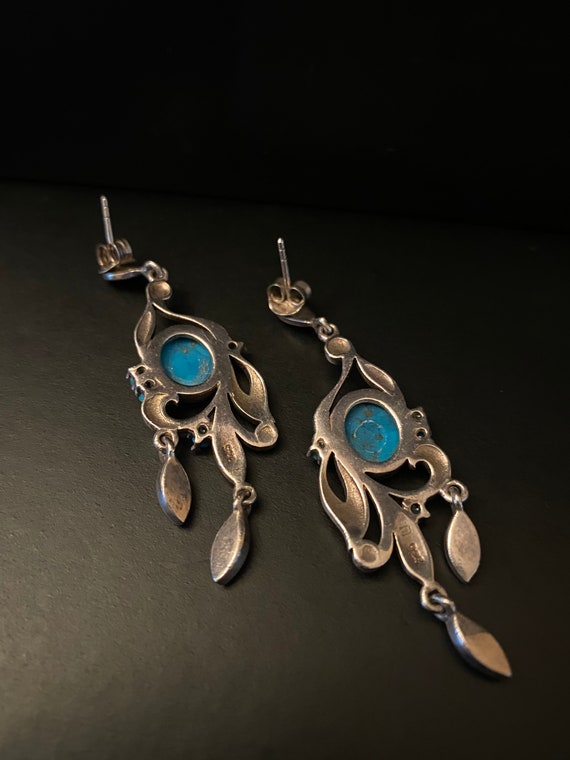 Gorgeous Turquoise & Marcasite Dangle Earrings - image 2