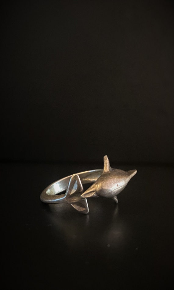 Gorgeous Sterling Silver Dolphin Wrap Ring (Size … - image 1