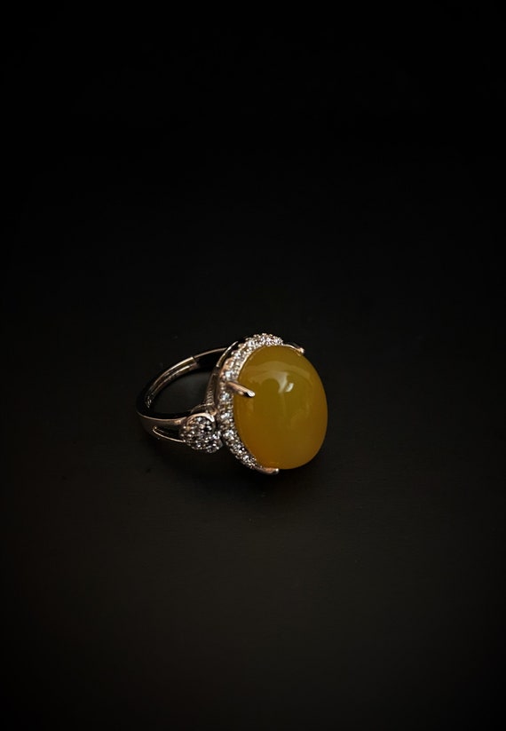 Radiant Sterling Silver Amber Ring - image 2