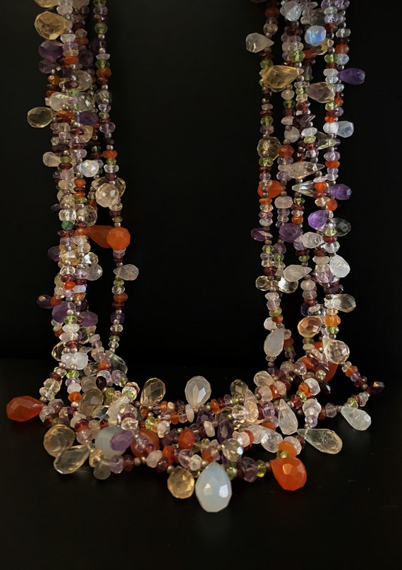 Multicolored Crystal and Quartz Beaded Necklace