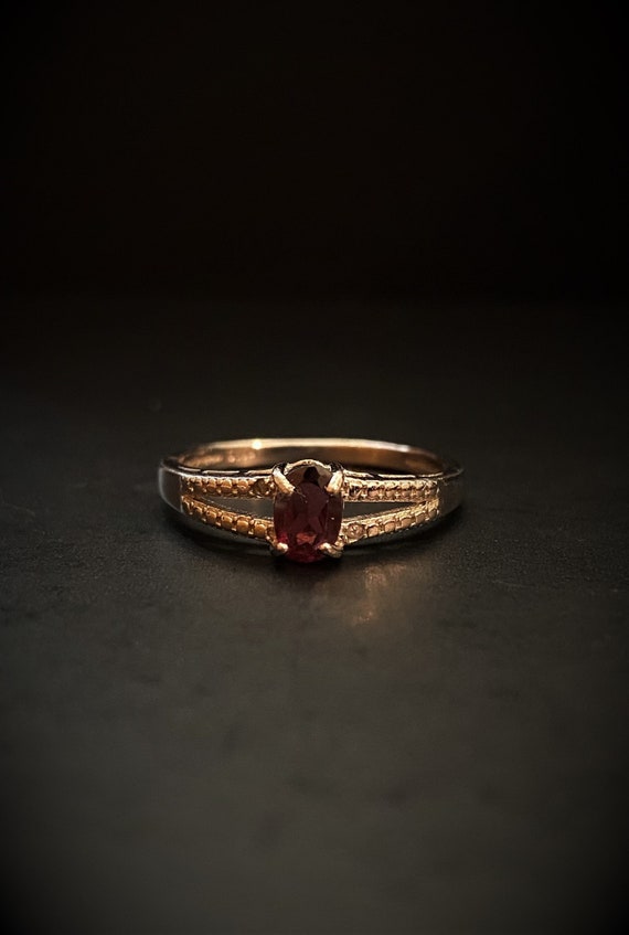 Petite Red Garnet Sterling Silver Ring