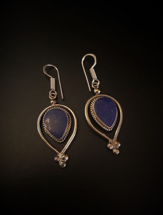 Blue Vintage Tibetan Earrings - image 1