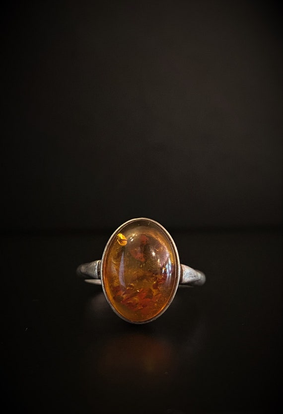 Radiant Orange Gemstone Silver Ring