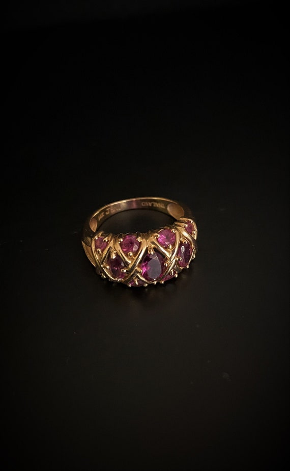 Stunning Cross-Hatched Amethyst Gold Ring