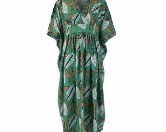 Tiki Jungle Caftan in Spoonflower Seersucker
