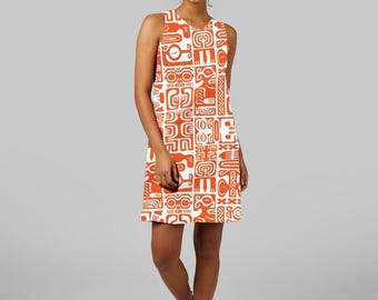 Tank Dress - Modern Jersey Knit in Orange Tiki