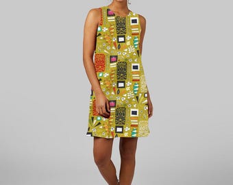 Tank Dress - Modern Jersey Knit in Yellow Scrummy Tiki