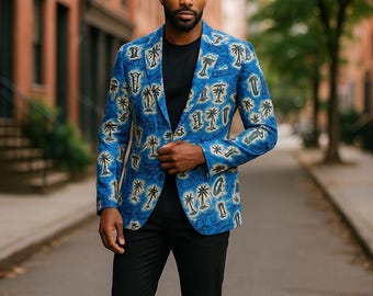 Tiki Oasis 25th Anniversary Island Blazer Jacket in Blue - Made to Order
