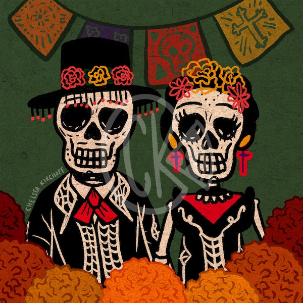 Dia de Los Muertos Day of the Dead digital art print