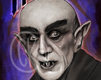 Lámina artística de Max Schreck, el vampiro Nosferatu