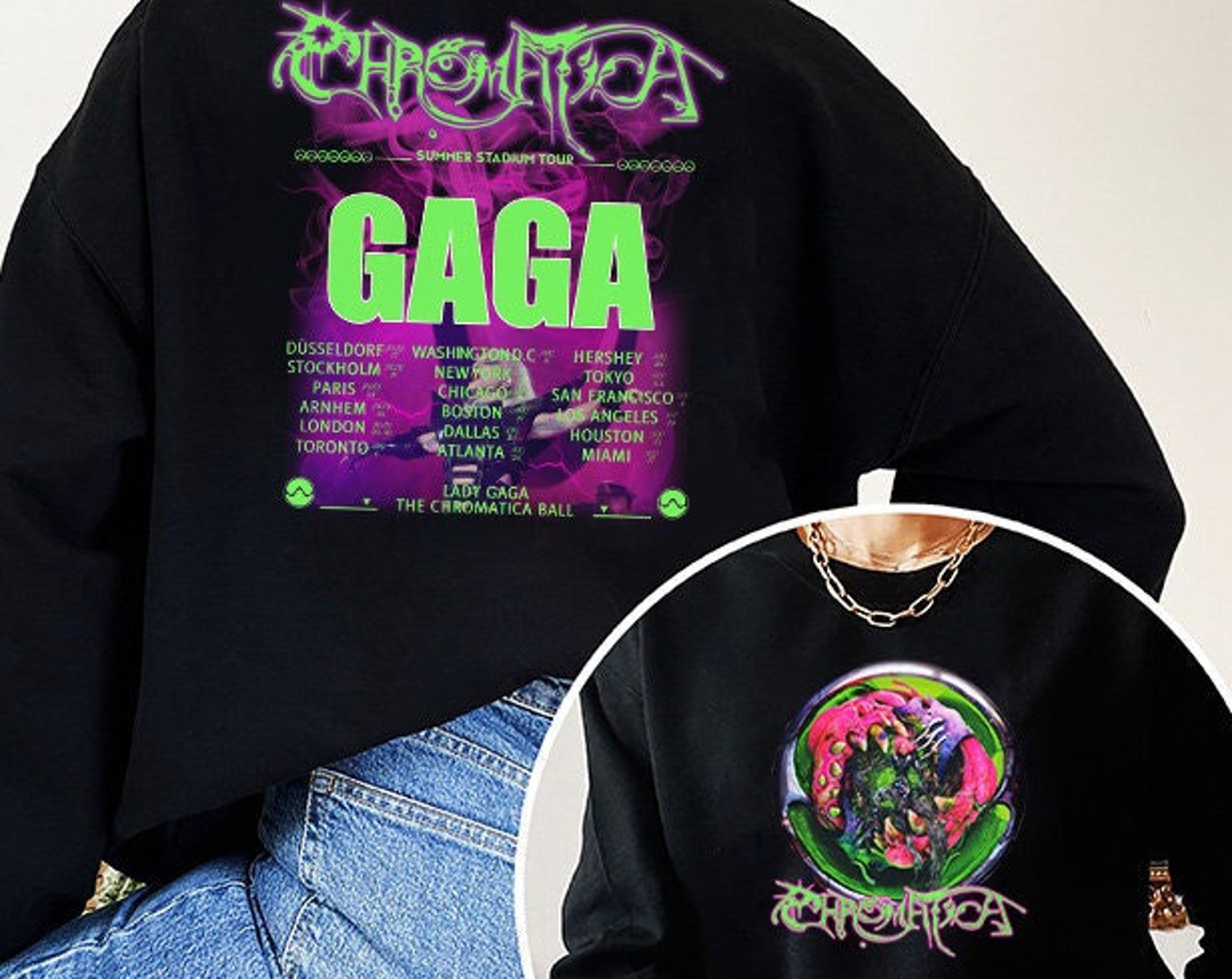 Discover Gaga The Chromatica Ball Tour 2022 Doppelseitiges Pullover