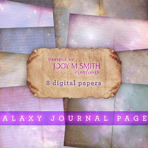 Galaxy Book of Shadows Journal Pages | Digital Grimoire | Printable Space Junk Journal Kit | Celestial Scrapbook Paper | Digital Paper Pack