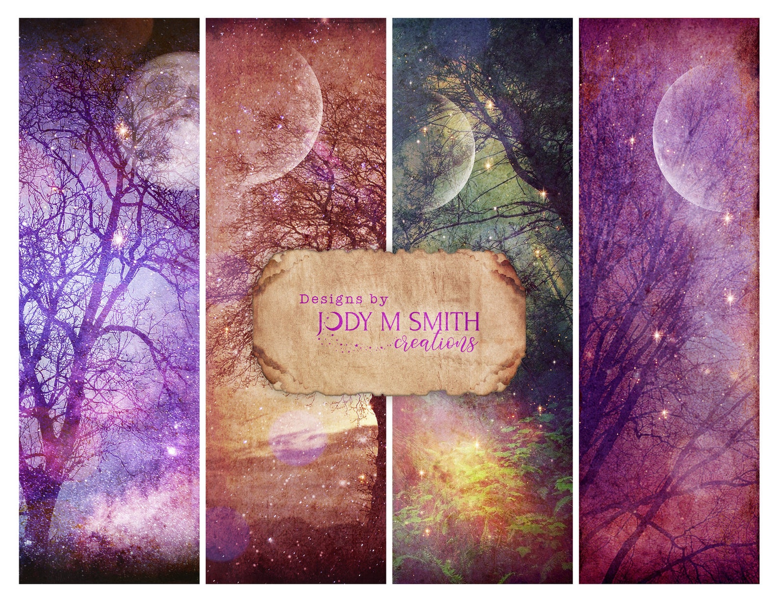 enchanted forest printable bookmarks printable magical moon etsy
