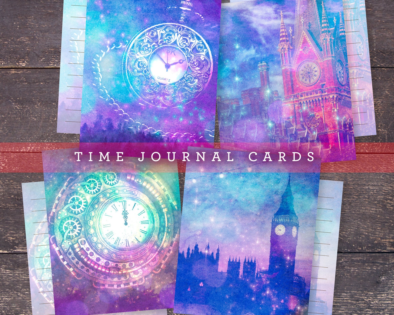 Fantasy Journal Digital Cards Colorful Witchy Printable Note Etsy