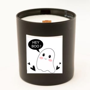 Pumpkin Spice Soy Candle: Halloween Ghost Decor, Wood Wick