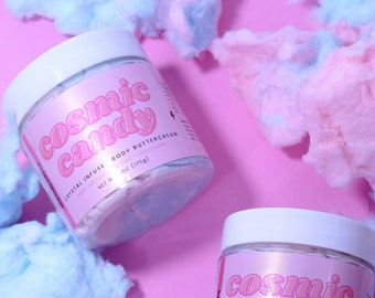 Caramelo Cósmico / Mantequilla Corporal / Infusión de Cristal / Vegano, Natural, A Base de Plantas, Libre de Crueldad / Cuidado de la Piel / Manteca de Karité Batida