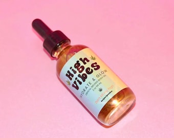Aceite de suero corporal High Vibes / Infusión de citrino / Natural vegano libre de crueldad / Ligero para una piel brillante Suavizando el aceite brillante de cáñamo