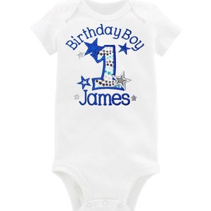 First Birthday Boy Outfit  1st Birthday Boy Bodysuit Personalized with Baby Name  ( 1 -2 business day processing time )