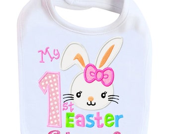 My First Easter Girl Bunny Bib PERSONALIZED with Baby Name