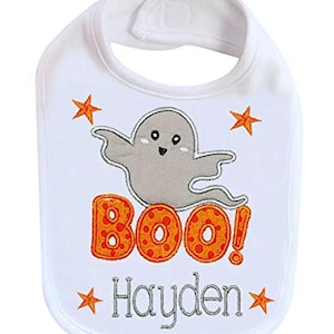 Halloween Baby Boy Bib  Ghost Bib Personalized with Baby Custom Name