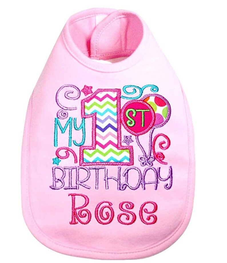 My First Birthday Bib for Baby Girl Personalized With Custom Etsy