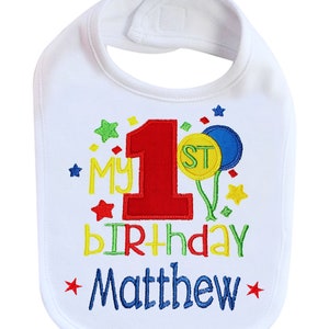 First Birthday Boy Bib Smash Bib Personalized with CUSTOM Baby Name
