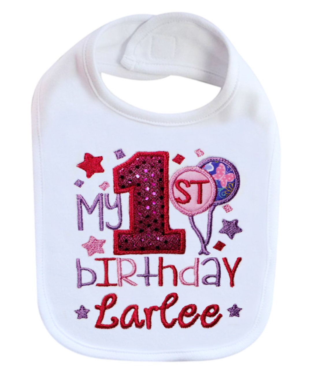 First Birthday Girl Bib Personalized With Baby Custom Name Etsy