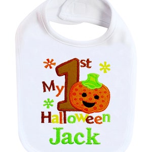 Embroidered Baby Boy First Halloween Bib Personalized with Baby Custom Name
