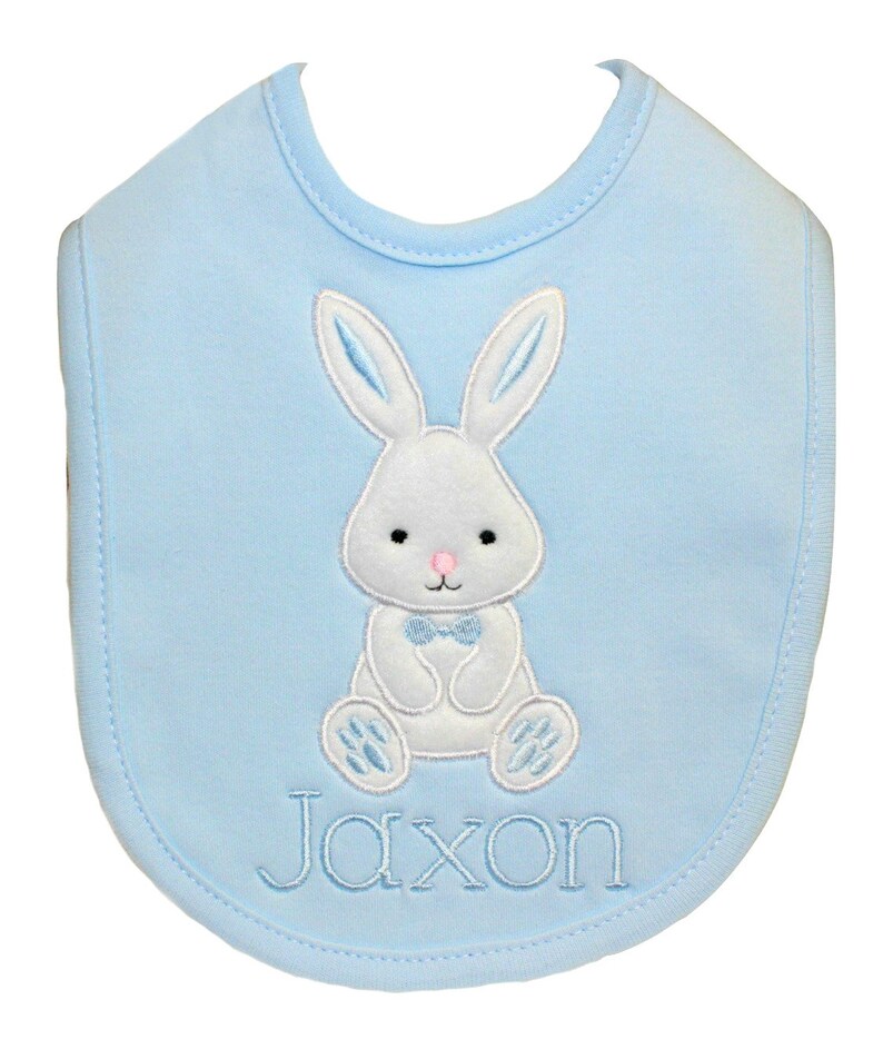 Embroidered My First Blue Easter Bunny Bib for Baby BOYS Etsy
