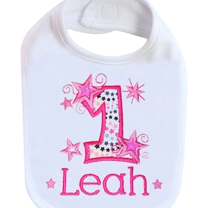 First Birthday Bib for Baby Girl Personalized with Custom Name