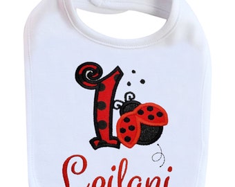 Ladybug First Birthday Bib  Ladybug Personalized with Child Name