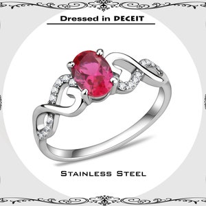 Engagement Simulated Ruby 7x5 MM Oval .76 Carat & Pave CZ Split Shank Stainless Steel Ring  Bridal-Promise-Wedding-Anniversary Size 5-10