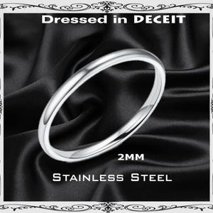 Minimalist 2MM Stainless Steel  Band Stacking High Polished Ring UNISEX Size 5-9