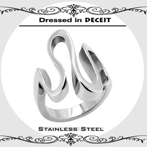 Statement Hand Sculpted High Polished Stainless Steel Fun & Light Cigar Band Ring Women's Size 5-10