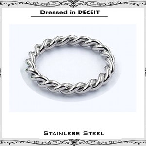 Minimalist Thin Stackable-Braided 2 MM Silver Band High Polished Stainless Steel Ring UNISEX Size 5-12 Free Gift Box & Organza Bag
