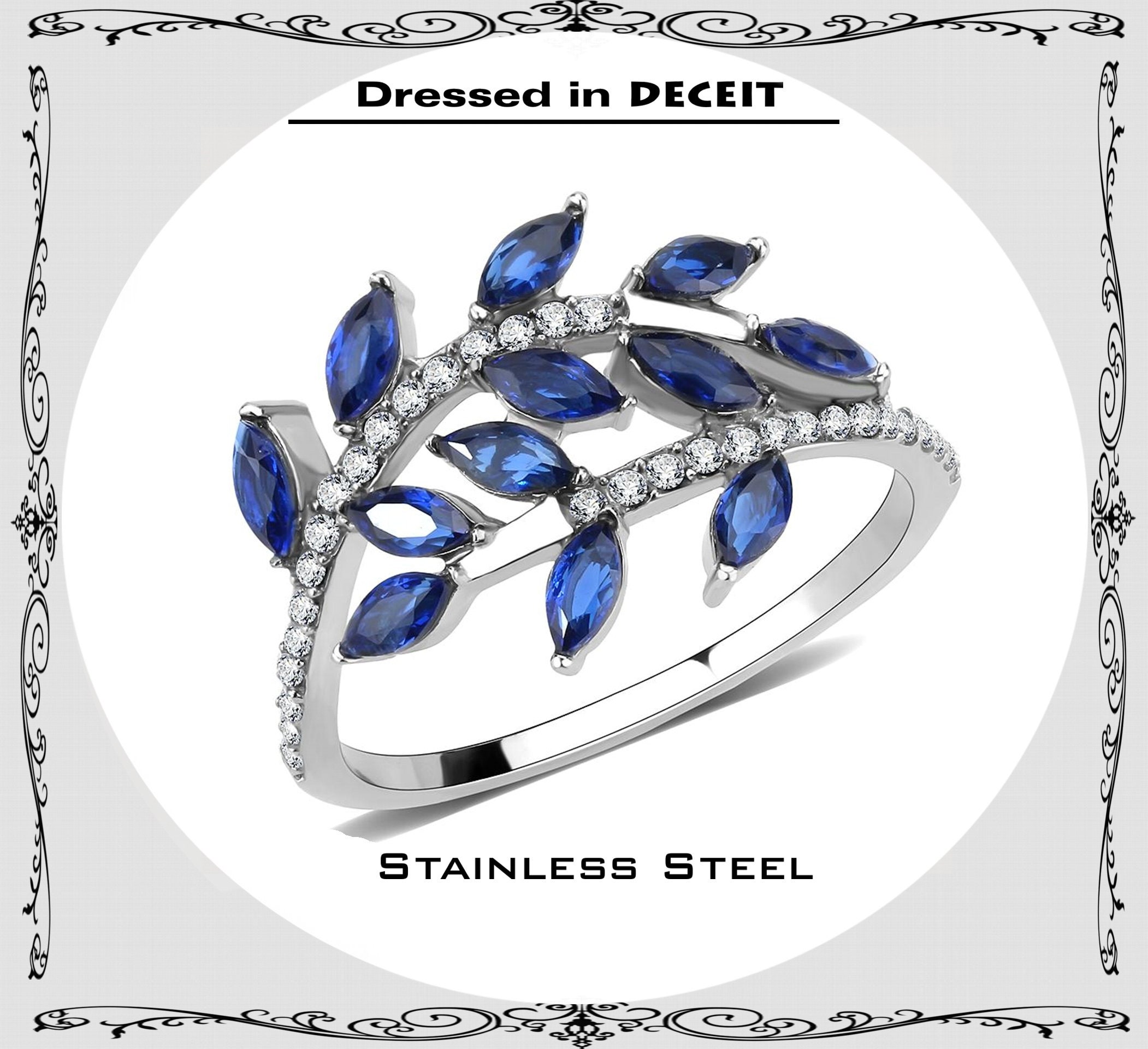 Stainless steel sapphire ring deals