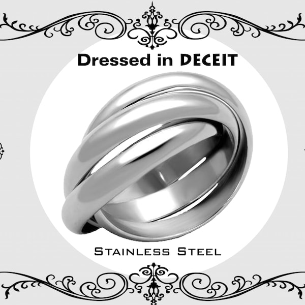 Triple Rolling Eternity Band Statement High Polished Stainless Steel  Women's Ring Size 5-10