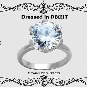 Solitaire 12mm 6.84 Carat Round Cut CZ  Stainless Steel Engagement Ring  Bridal-Promise Size 5-10