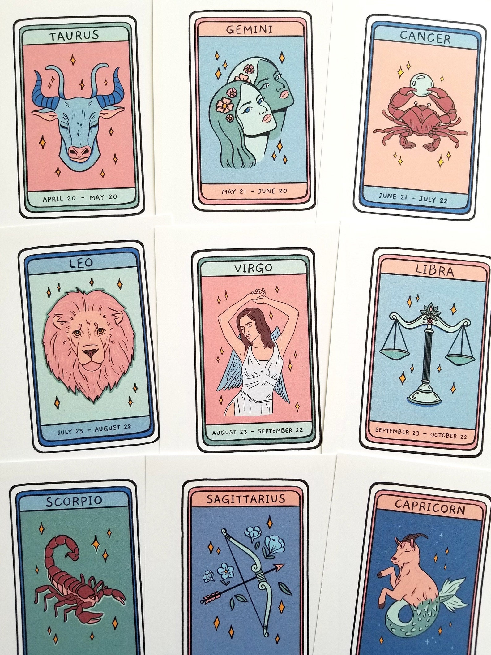 Aquarius Zodiac Postcard Astrology Horoscope Tarot Card Etsy