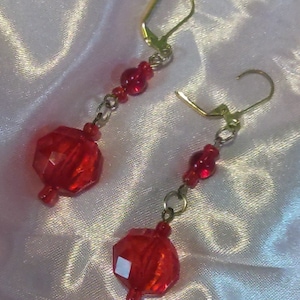 Handcrafted Red Beaded Earrings