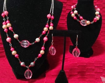 Rosé Ember Jewelry Set – Necklace, Bracelet & Earrings
