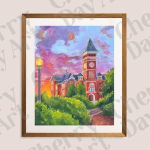 Tillman/Old Main Clemson Original Oil Painting Fine Art Print | Tillman Old Main Poster | Fun Colorful Bedroom Clemson Dorm Decor