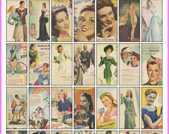Retro People Ads Digital with Fashionable Vintage Ladies  to Add Charm and Sass to Your Junk Journal, Scrapbook, Collage, Decoupage