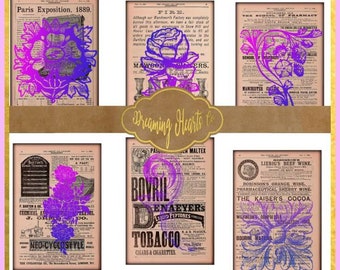 Printable Vintage Journal Cards made from Pharmacy Magazine Pages / Add Vintage Charm to your Junk Journal, Scrapbook, Gluebook, Planner etc