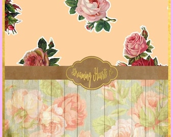 Vintage Roses Fussy Cuts and Backgrounds will add Charm and Elegance to your next Scrapbook, Junk Journal, Gluebook, or Collage Art