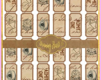 Printable Vintage Tickets - Ephemera for your Junk Journal, Scrapbook, Gluebook, or other Papercraft Project