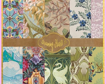 Art Nouveau Wallpaper - Patterns Add Charm and Elegance to Your Scrapbook, Junk Journal, or Any Papercraft / Ten Pages