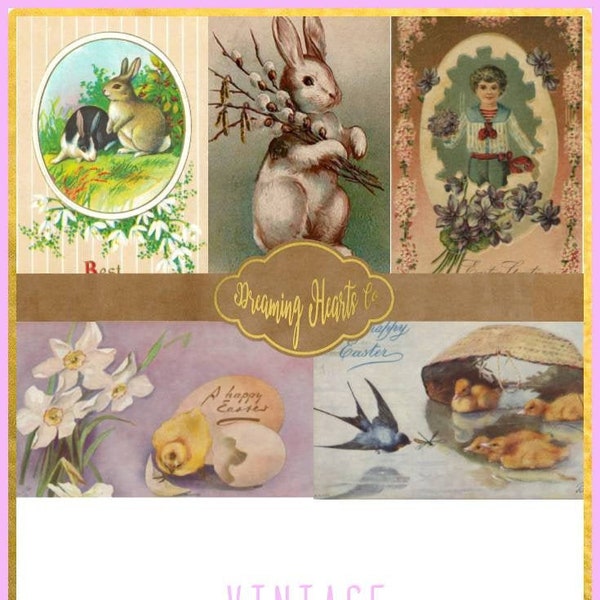 Vintage Victorian Easter Postcards - Printable Ephemera for Your Junk Journal, Scrapbook, Handmade Greeting Card, or Any Papercraft